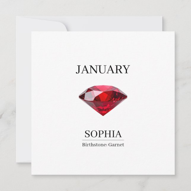 January Garnet Personalized Birthday Karte (Vorderseite)
