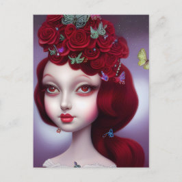 January Garnet Rote Rosen Girl Postkarte