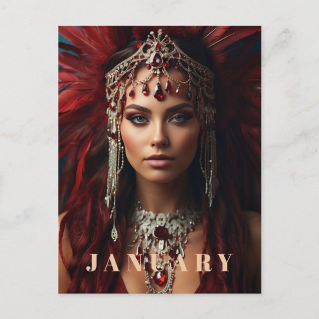 *~* JANUARY Headdress Boho GARNET AP53 Postkarte (Vorderseite)