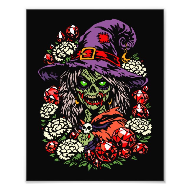 January Zombie Witch with Gems and Flowers Fotodruck (Vorne)