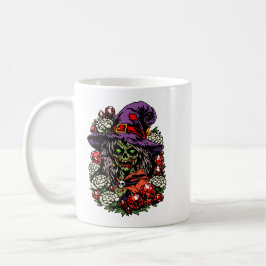 January Zombie Witch with Gems and Flowers Kaffeetasse