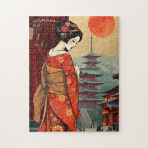 Japan 日本 Geisha Pagode vintage retro6 Puzzle
