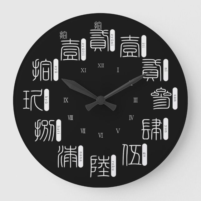 Japan alt schwieriger Kanji-Stil [schwarzes Gesich Große Wanduhr (Vorderseite)