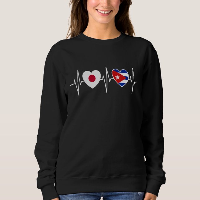 Japan And Cuba Cuban Flag Flags Sweatshirt (Vorderseite)
