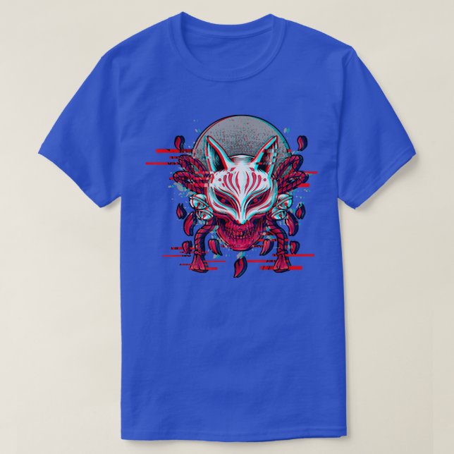 Japan Anime Mask Kitsune Samurai Demon Oni Yandere T-Shirt (Design vorne)