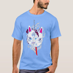 Japan Anime Mask Kitsune Style Samurai Oni Katana T-Shirt