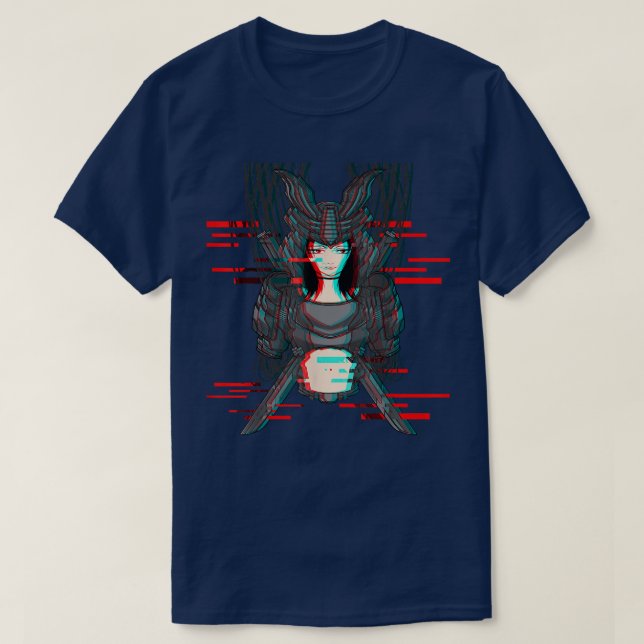 Japan Anime Robotic Technology Samurai Glitch Oni  T-Shirt (Design vorne)