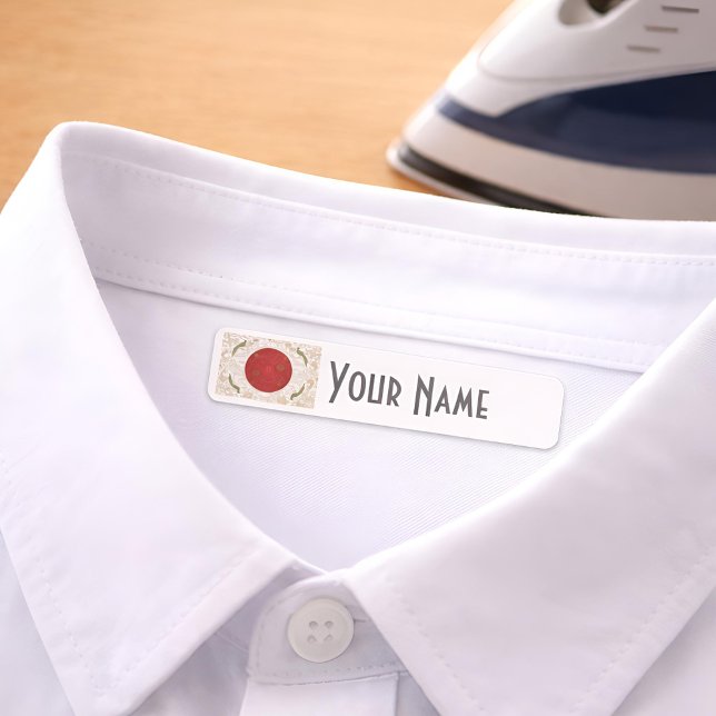 Japan Art Deco Flag | Custom Iron-On Name Label Etiketten (Lifestyle Shot)