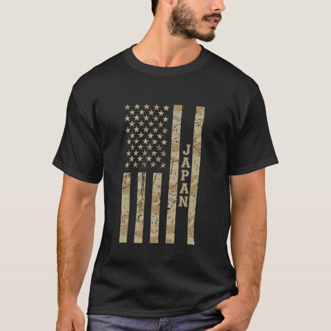 Japan Asian Culture Desert Camo Distressed America T-Shirt (Vorderseite)
