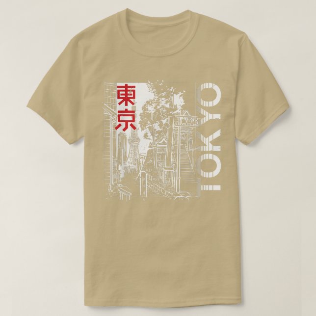 Japan Ästhetische Tokyo Silhouette Retro T-Shirt (Design vorne)