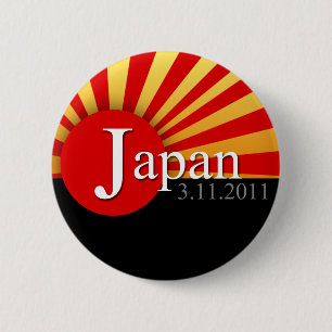 Japan-aufgehende Sonne-Erdbeben-Entlastungs-Knopf Button