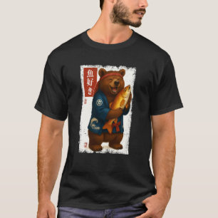 Japan-Bär-Kanji-Fisch-Japan-Tierliebhaber-Jungen G T-Shirt
