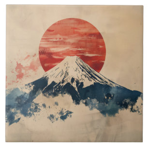 Japan Berg Fuji vintage Aquarell Fliese