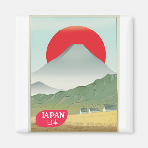 Japan Berg Vintage Reiseplakat Magnet