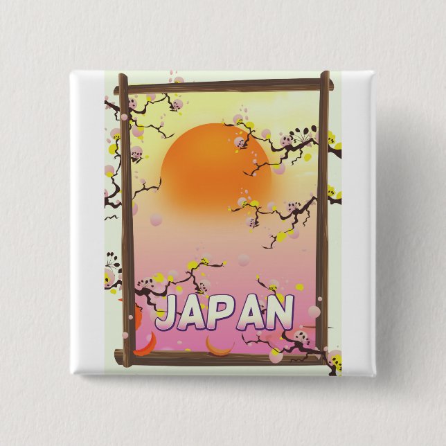 Japan-Blüten Garten Button (Vorderseite)