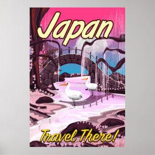 Japan Cartoon Gärten Urlaubsplakat Poster