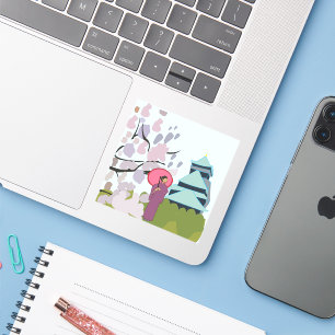 Japan Cherry Blossom Geisha Kimono Japan Aufkleber