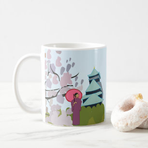Japan Cherry Blossom Geisha Kimono Japan Kaffeetasse