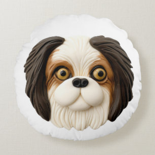 Japan-Chin-Hund 3D inspiriert Rundes Kissen