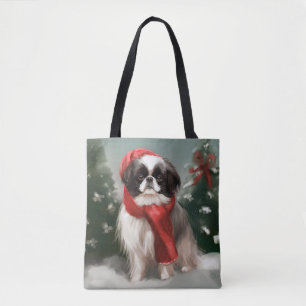 Japan-Chin-Hund im Schnee Weihnachten