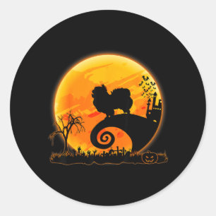 Japan-Chin-Hund und Mond Lustiger Hund Halloween Runder Aufkleber