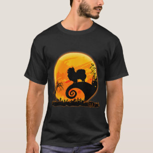 Japan-Chin-Hund und Mond Lustiger Hund Halloween T-Shirt