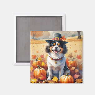 Japan-Chin im Herbstlaub - Erntedank-Kunst Magnet