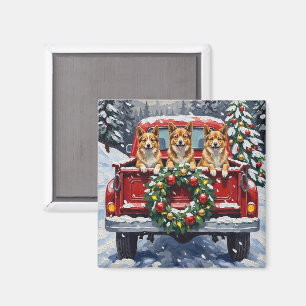 Japan-Chin-Weihnachten-Roter-LKW-Urlaub Magnet