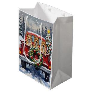 Japan-Chin-Weihnachten-Roter-LKW-Urlaub Mittlere Geschenktüte