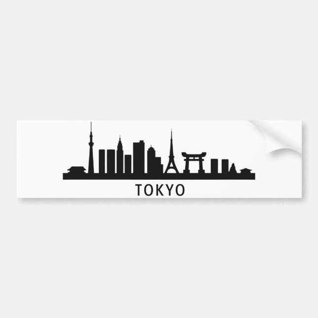Japan Cityscape Travel | Tokyo Skyline Silhouette Autoaufkleber (Vorne)