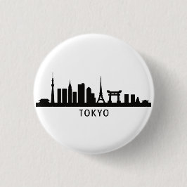 Japan Cityscape Travel | Tokyo Skyline Silhouette Button