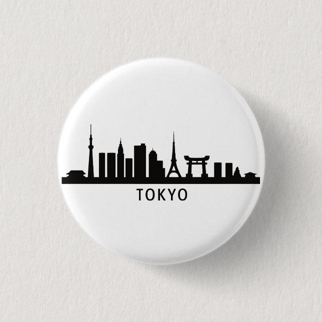 Japan Cityscape Travel | Tokyo Skyline Silhouette Button (Vorderseite)