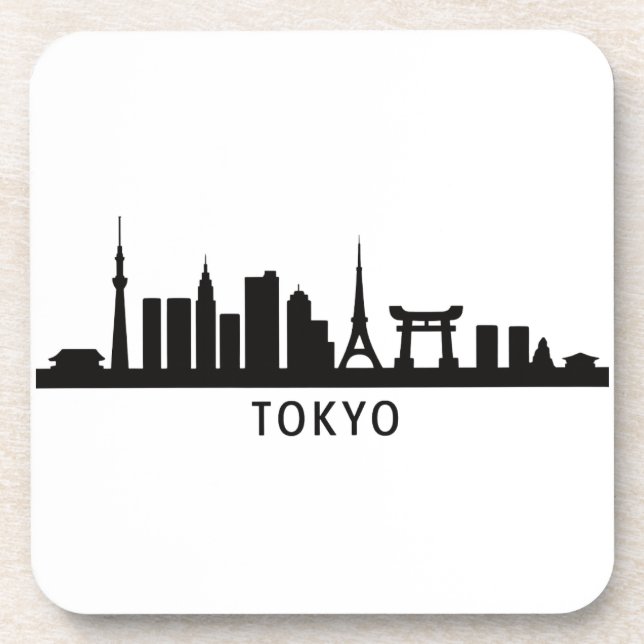 Japan Cityscape Travel | Tokyo Skyline Silhouette Getränkeuntersetzer (Vorderseite)