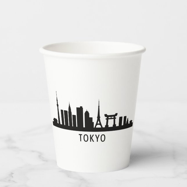 Japan Cityscape Travel | Tokyo Skyline Silhouette Pappbecher (Vorderseite)