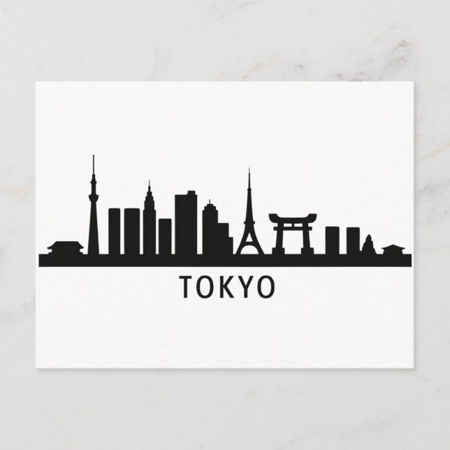 Japan Cityscape Travel | Tokyo Skyline Silhouette Postkarte (Vorderseite)