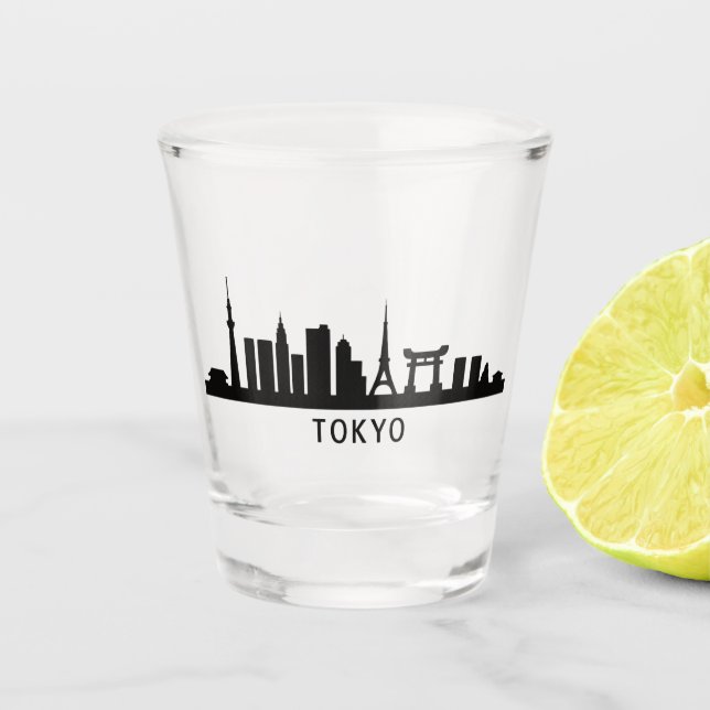 Japan Cityscape Travel | Tokyo Skyline Silhouette Schnapsglas (Vorderseite)