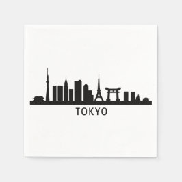 Japan Cityscape Travel | Tokyo Skyline Silhouette Serviette