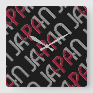 Japan Country Japanese Flag Typography Quadratische Wanduhr