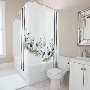 Japan Crane Birds Animal Feuchtlands Dutain Duschvorhang