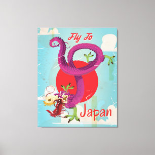 Japan-Drache Vintage-Reiseposter Leinwanddruck