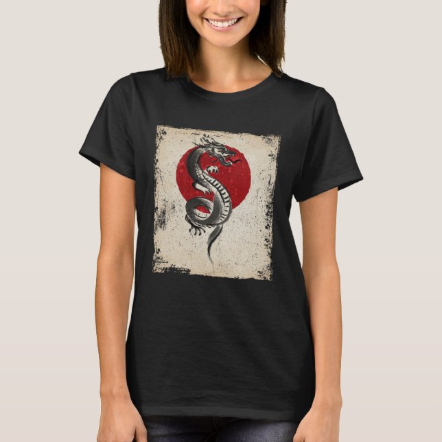 Japan dragon artwork Japanese Retro T-Shirt (Vorderseite)