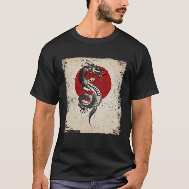 Japan dragon artwork Japanese Retro T-Shirt (Vorderseite)