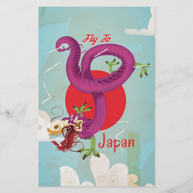 Japan Dragon Vintage Travel Poster (Vorderseite)