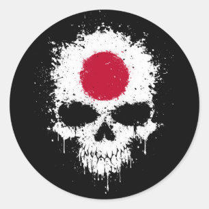 Japan Driving Spritzer Skull Runder Aufkleber