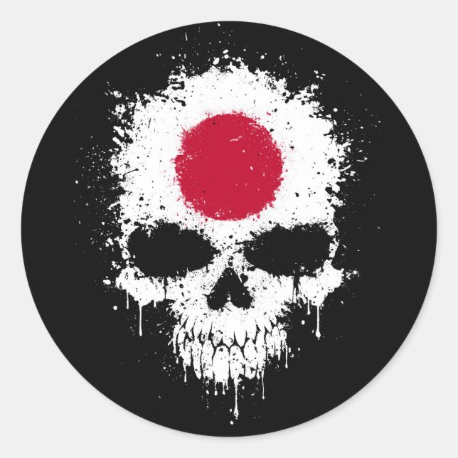 Japan Driving Spritzer Skull Runder Aufkleber (Vorderseite)