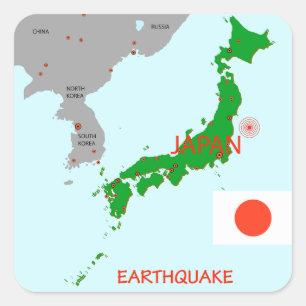 Japan Erdbebenkarte Seismische Aktivität Quadratischer Aufkleber
