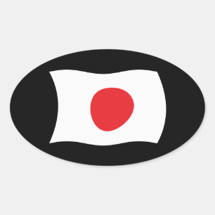 Japan-Fahnen-Aufkleber Ovaler Aufkleber