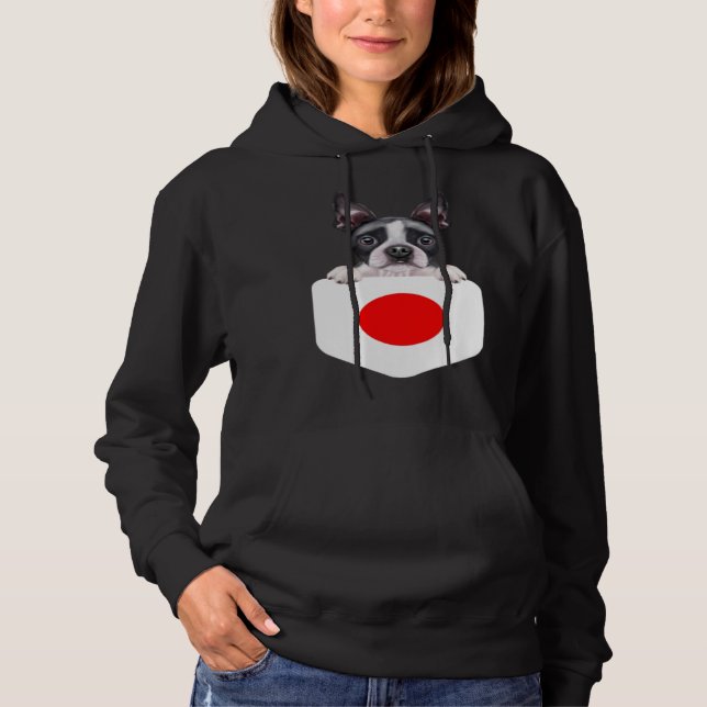 Japan Flag Boston Terrier Dog In Pocket Hoodie (Vorderseite)