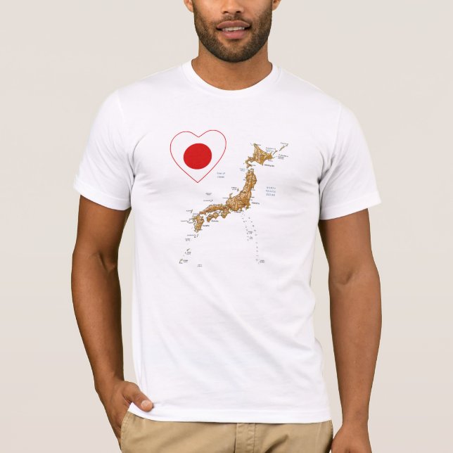 Japan Flag Herz und Karte T - Shirt (Vorderseite)