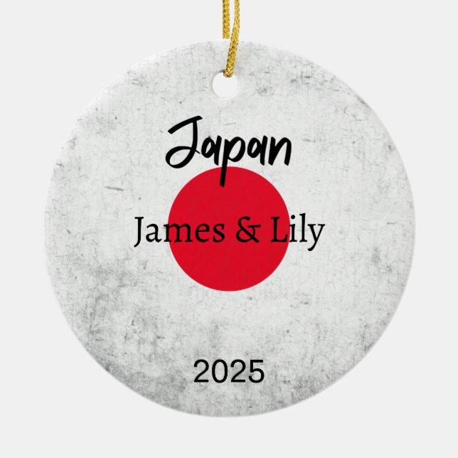 Japan Flag Ornament, Personalisiertes Japan Keramik Ornament (Vorne)